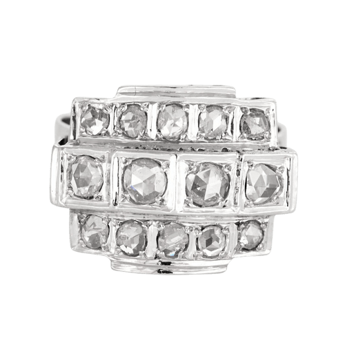 Bague 58 Bague en or gris et diamants taillés en rose 58 Facettes DV0883-1-58-2