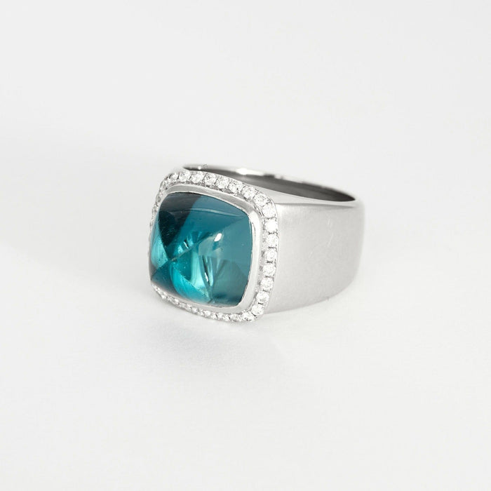 Bague 51 FRED - "Pain de sucre" - Or blanc, Topaze et Diamants. 58 Facettes DV7982-1-51-2