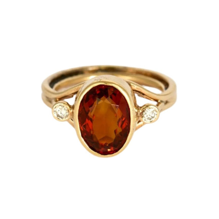 Bague 45 Bague en or jaune, citrine et diamants 58 Facettes DV3229-4-45-3