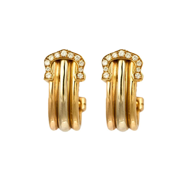 Boucles d'oreilles CARTIER- Boucles d'oreilles "C", trois ors 58 Facettes DV0839-2