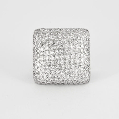 Bague 58 Bague en or gris à chaton carré serti de diamants 58 Facettes DV0860-3-58-2