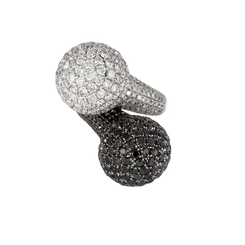 Bague 54 Bague Toi & Moi en or gris , diamants et diamant noirs 58 Facettes DV0860-2-54-3