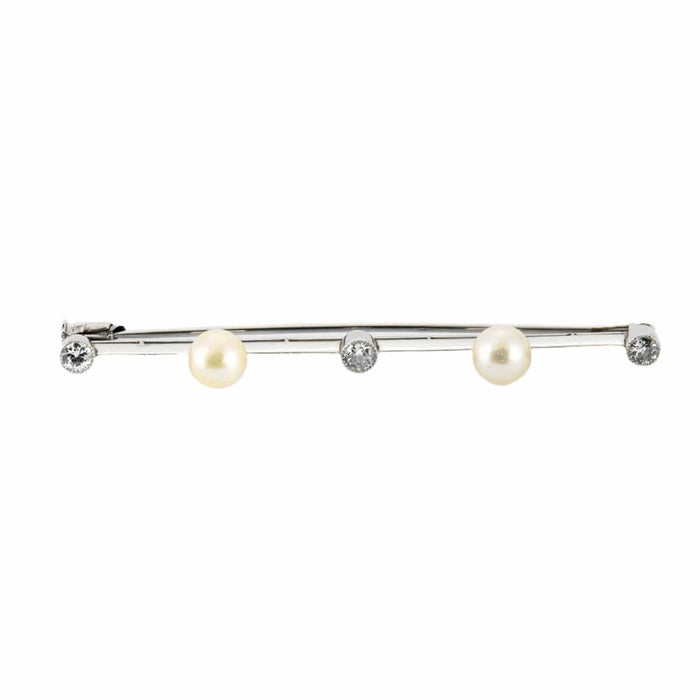 Broche Broche barrette or blanc, perles et diamants 58 Facettes DV0855-5