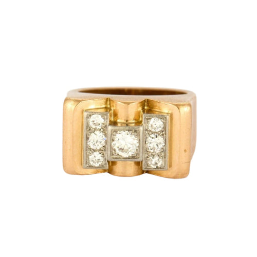 Bague 52 Bague Tank en or rose, platine et diamants 58 Facettes DV9454-11-52-1