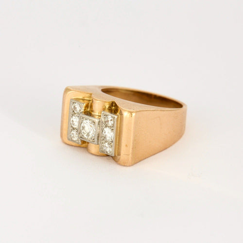 Bague 52 Bague Tank en or rose, platine et diamants 58 Facettes DV9454-11-52-1