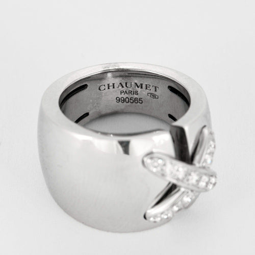 Bague 52 CHAUMET- Liens- Large Bague en or gris et diamants 58 Facettes DV0862-2-52-1