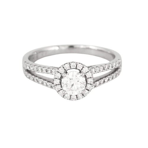 Bague 50 ZEINA - Corazon - Bague de fiançailles halo en platine et diamants 58 Facettes DV3649-1-50-2