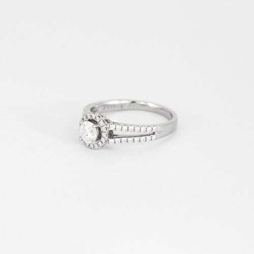 Bague 50 ZEINA - Corazon - Bague de fiançailles halo en platine et diamants 58 Facettes DV3649-1-50-2