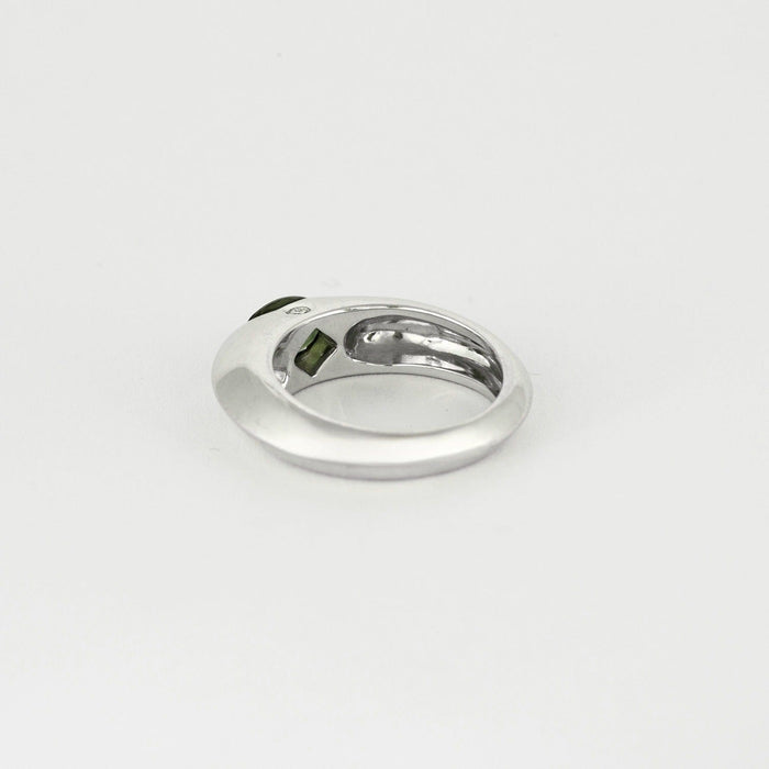 Bague 53 PIAGET - Biseau - Bague or blanc et saphir vert et diamant 58 Facettes DV0879-2-53-2