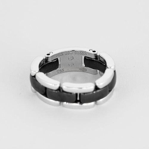 Bague 55 CHANEL - Ultra - Bague souple or blanc et céramique 58 Facettes DV0882-2-DV0882-1
