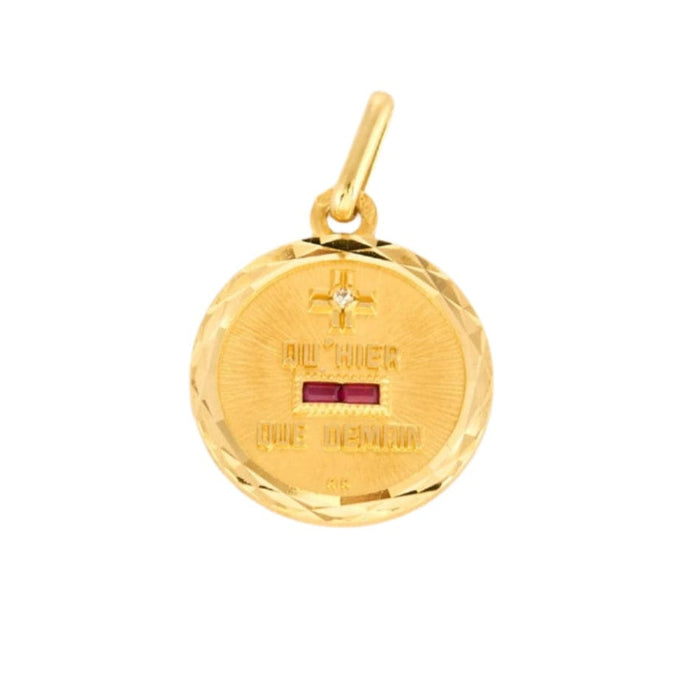 Pendentif AUGIS -  + qu'hier - que demain - Médaille d'Amour or jaune 58 Facettes DV0853-8