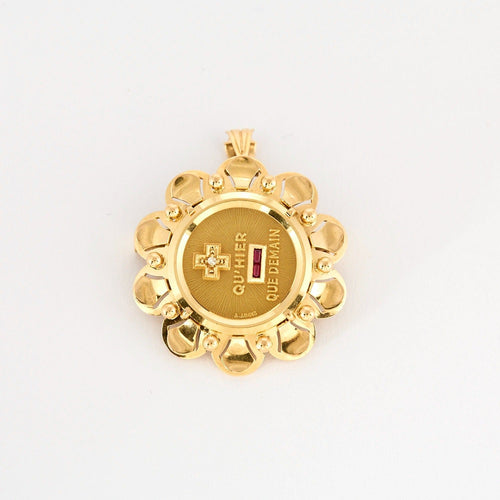 Pendentif AUGIS - + qu'hier - que demain - Médaille broche d'Amour or jaune 58 Facettes DV0853-9