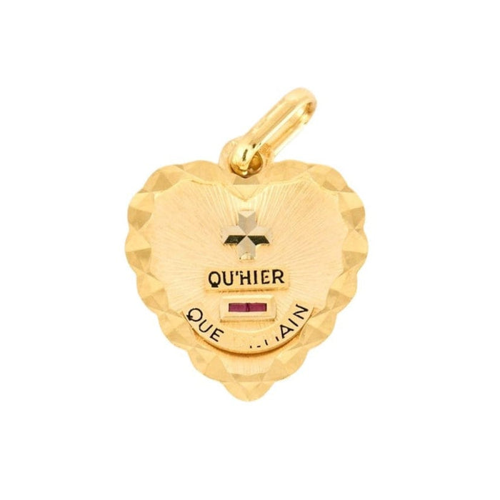 Pendentif AUGIS - Médaille d'Amour - coeur en or jaune, rubis synthétique 58 Facettes DV0853-6