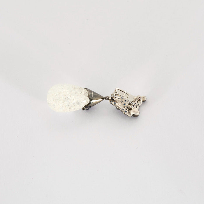 Boucles d'oreilles ROBERTO COIN - Pendants d'oreilles or blanc, saphir, diamants et cristal de roche 58 Facettes DV0770-12