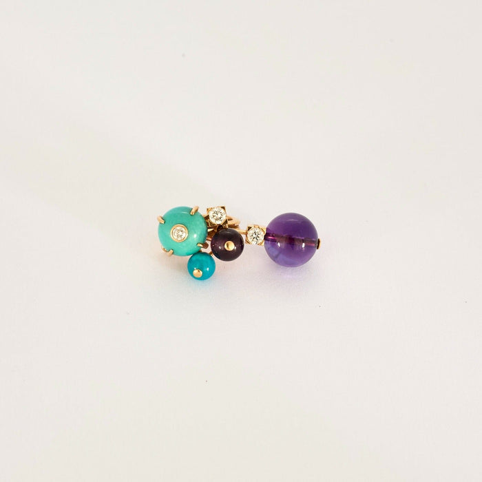 CARTIER - Délice de Goa - Pendants d'oreilles or rose, améthyste, turquoise, aventurine et diamants