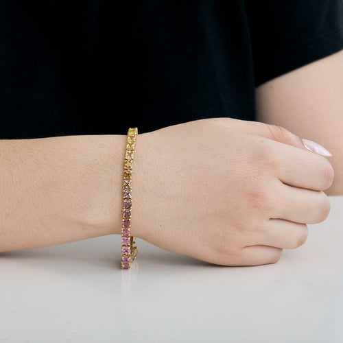 Bracelet Bracelet Rivière en or jaune et  saphirs rainbow 58 Facettes DV10005-2