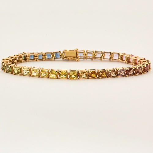 Bracelet Bracelet Rivière en or jaune et  saphirs rainbow 58 Facettes DV10005-2