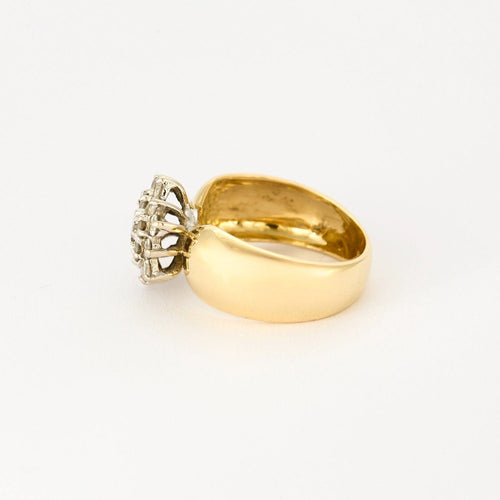 Bague 52 Bague fleur en or jaune et blanc avec des diamants 58 Facettes DV0880-3-52-2