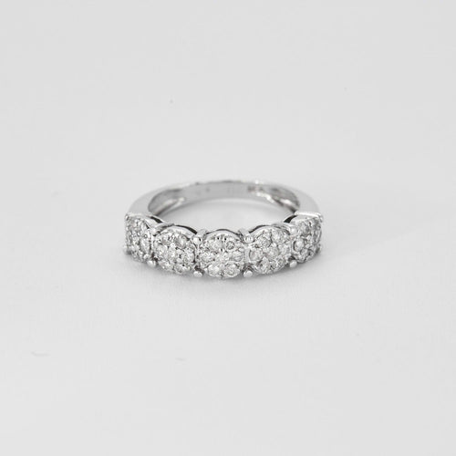 Bague 51 Demie-alliance en or blanc et diamants 58 Facettes DV0880-1-51-2