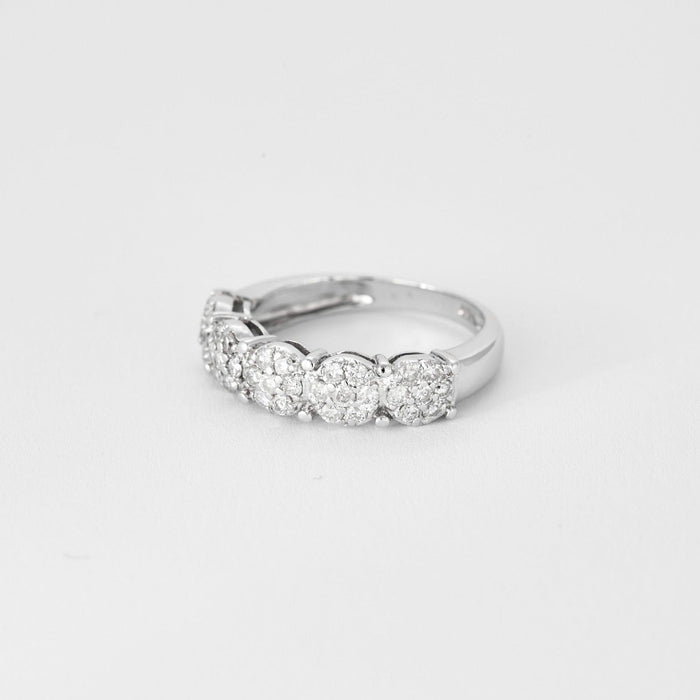 Bague 51 Demie-alliance en or blanc et diamants 58 Facettes DV0880-1-51-2