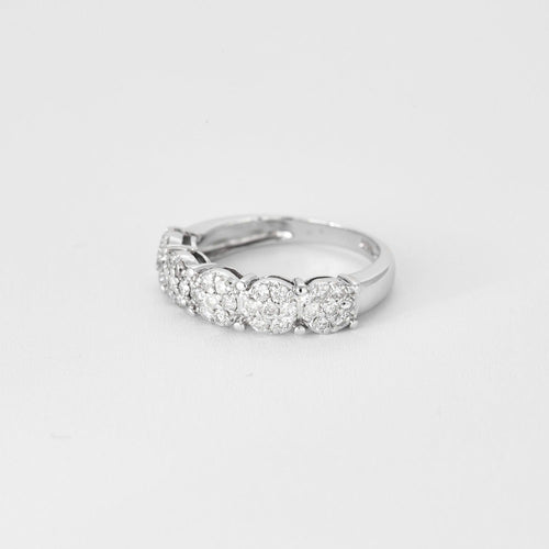 Bague 51 Demie-alliance en or blanc et diamants 58 Facettes DV0880-1-51-2
