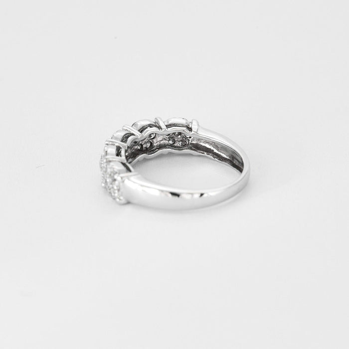 Bague 51 Demie-alliance en or blanc et diamants 58 Facettes DV0880-1-51-2