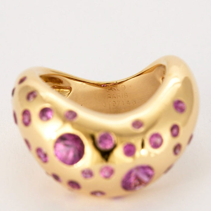 Bague 52 FRED - Bague en or jaune et saphirs rose 58 Facettes DV0015-3-52