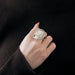 Bague 52 BERNARD DELETTREZ - Bague or blanc, diamants et jaspe blanc 58 Facettes DV0870-2-52-1