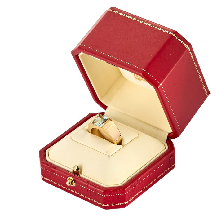 Bague 53 CARTIER - Bague Tank en or jaune et aigue-marine 58 Facettes DV0892-1-53-2