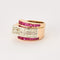 Bague 53 Bague tank, or jaune, rubis de synthèse et diamants 58 Facettes DV0888-1
