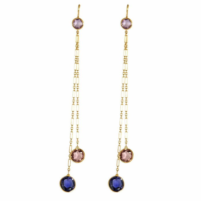 DIOR- Baby Couleurs- Boucles d'oreilles en or jaune, améthystes, tourmalines et iolites