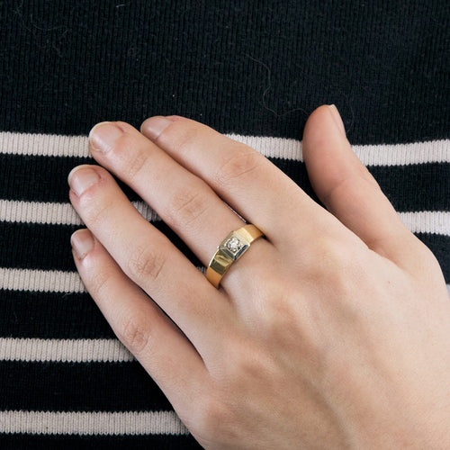 Bague 61 Bague en or 2 tons et diamant 58 Facettes DV3494-3