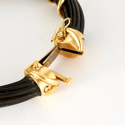 Bracelet Bracelet jonc or jaune et poils d'éléphant 58 Facettes DV0866-1