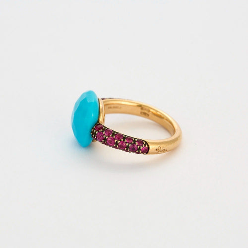 Bague 50 POMELLATO - Capri - Bague or rose, turquoise et rubis 58 Facettes DV0916-1-50-2