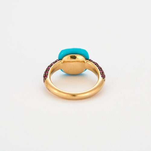 Bague 50 POMELLATO - Capri - Bague or rose, turquoise et rubis 58 Facettes DV0916-1-50-2