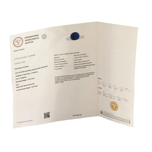 Bague 52 Bague saphir, or blanc et diamants 58 Facettes DV2477-7-52-1