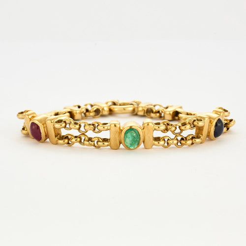 Bracelet Bracelet or jaune, saphir, rubis, émeraude 58 Facettes DV10865-2