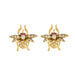 Boucles d'oreilles abeille, or jaune, rubis et diamants