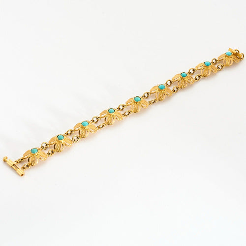 Bracelet Bracelet or jaune et turquoise 58 Facettes DV10645-14