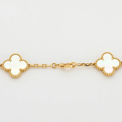 Collier VAN CLEEF & ARPELS - Vintage Alhambra - Sautoir Or Jaune et Nacre Blanche 20 Motifs 58 Facettes DV0830-12