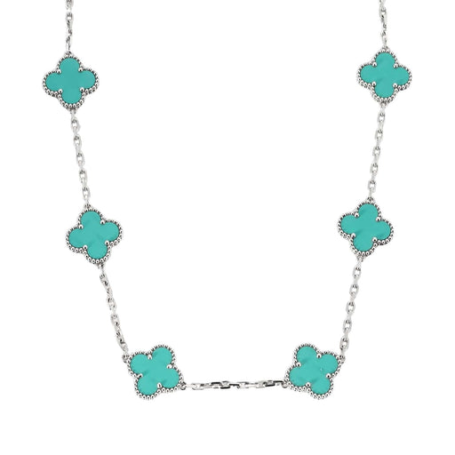 VAN CLEEF & ARPELS - Vintage Alhmabra - Collier or blanc et turquoise