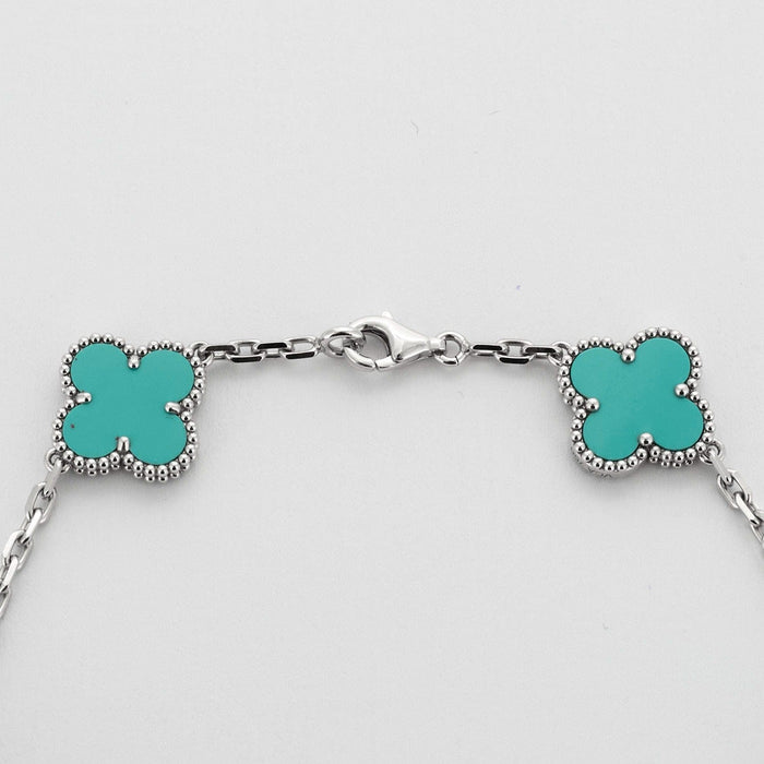 VAN CLEEF & ARPELS - Vintage Alhmabra - Collier or blanc et turquoise