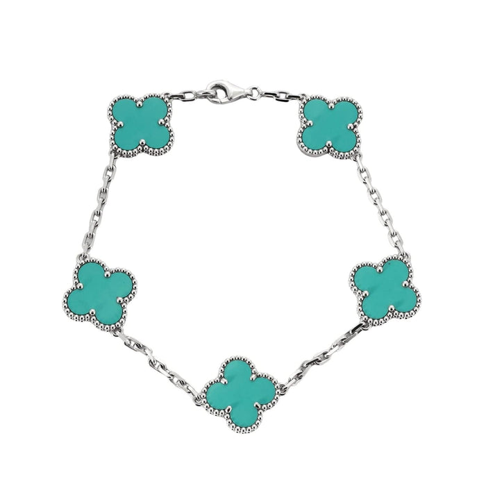 VAN CLEEF & ARPELS - Vintage Alhambra - Bracelet or blanc et turquoise