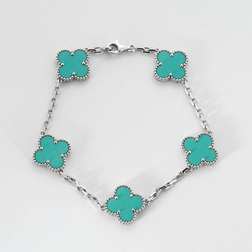 VAN CLEEF & ARPELS - Vintage Alhambra - Bracelet or blanc et turquoise
