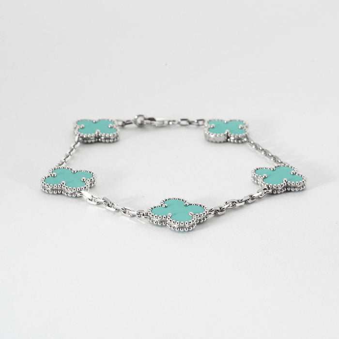 VAN CLEEF & ARPELS - Vintage Alhambra - Bracelet or blanc et turquoise