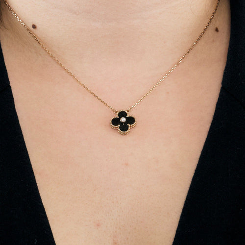 Collier VAN CLEEF & ARPELS - Vintage Alhambra - Holiday Pendant 2023 - Collier or rose et obsidienne 58 Facettes DV0830-17