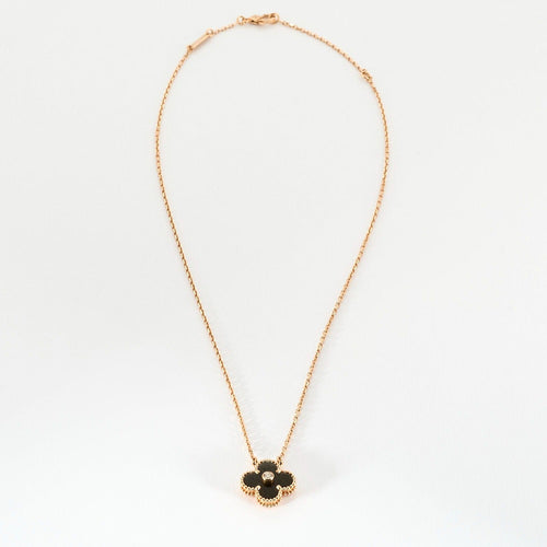 Collier VAN CLEEF & ARPELS - Vintage Alhambra - Holiday Pendant 2023 - Collier or rose et obsidienne 58 Facettes DV0830-17