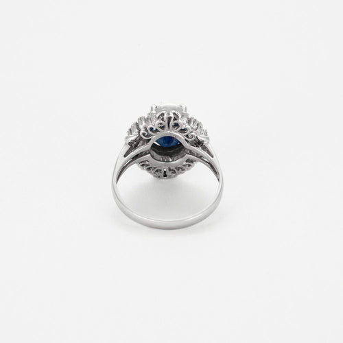 Bague 48 Bague en platine, saphir et diamants 58 Facettes DV11442-2