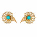 Boucles d'oreilles or jaune, Turquoise et diamants