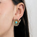 Boucles d'oreilles or jaune, Turquoise et diamants